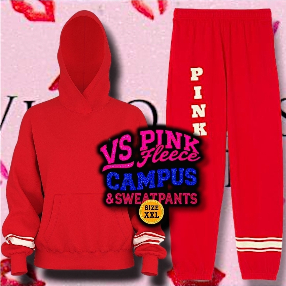 VS PINK Ivy Fleece Campus Hoodie & Matching Sweatpants Size XXL PRICE IS FIRM!!! - Picture 2 of 10
